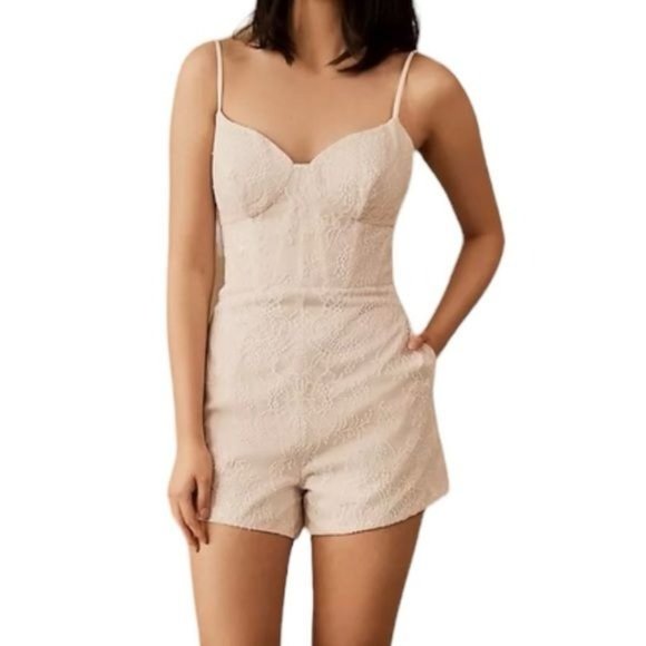 BHLDN Hayley Paige Shirley Bridal Romper in Ivory Size 2 NWT - Picture 1 of 10